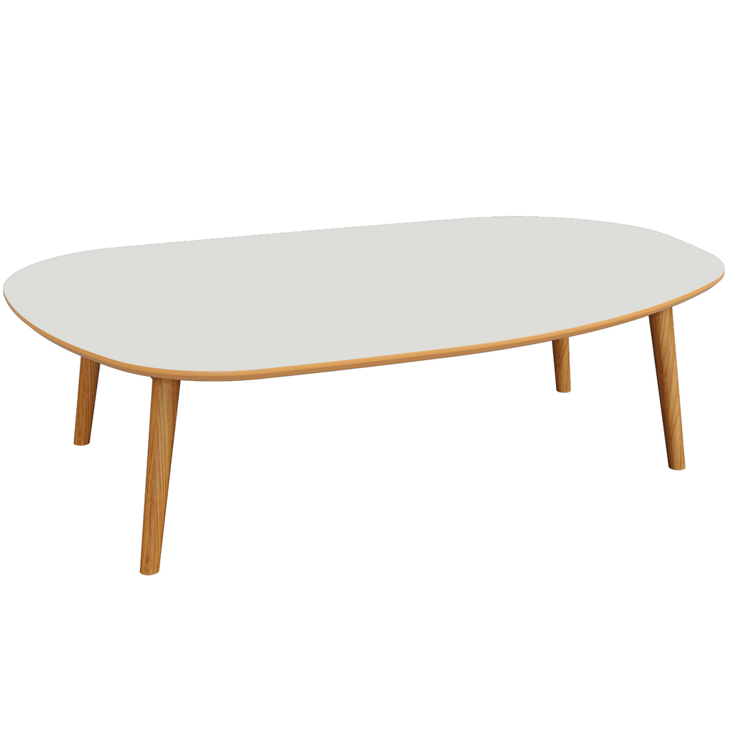 Mesa de Centro Orgânica Dalla Costa 120cm TB625 Off White e Freijó