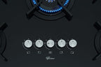 Cooktop à Gás Fischer 5 Bocas Infinity 26298-57077 Tripla Chama Grades em Ferro Fundido Vidro Preto Bivolt