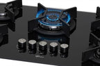 Cooktop à Gás Fischer 5 Bocas Infinity 26298-57077 Tripla Chama Grades em Ferro Fundido Vidro Preto Bivolt