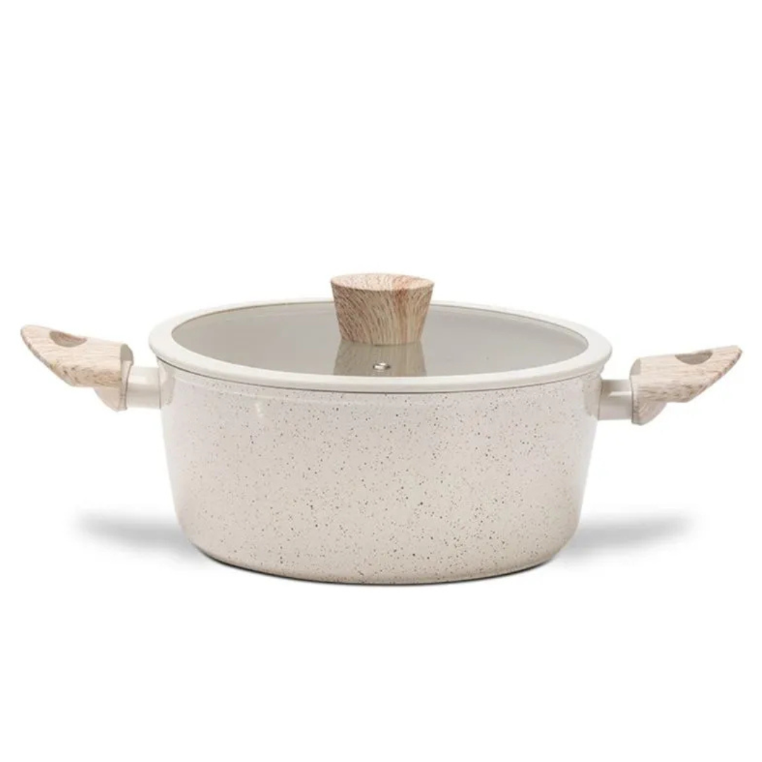 Jogo de Panelas Ceramic Life Brinox 6 Peças Indução Sirius Vanilla