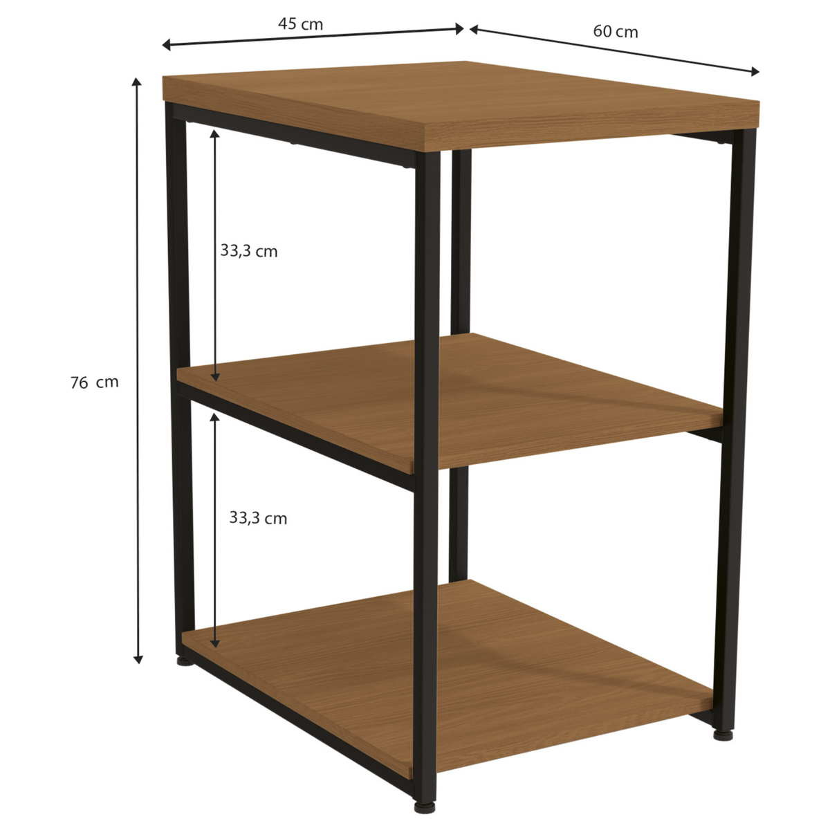 Mesa de Apoio Kappesberg 3 Prateleiras LI004 Canela e Preto