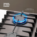 Cooktop à Gás Fischer 4 Bocas Platinium Prime Inox Bivolt