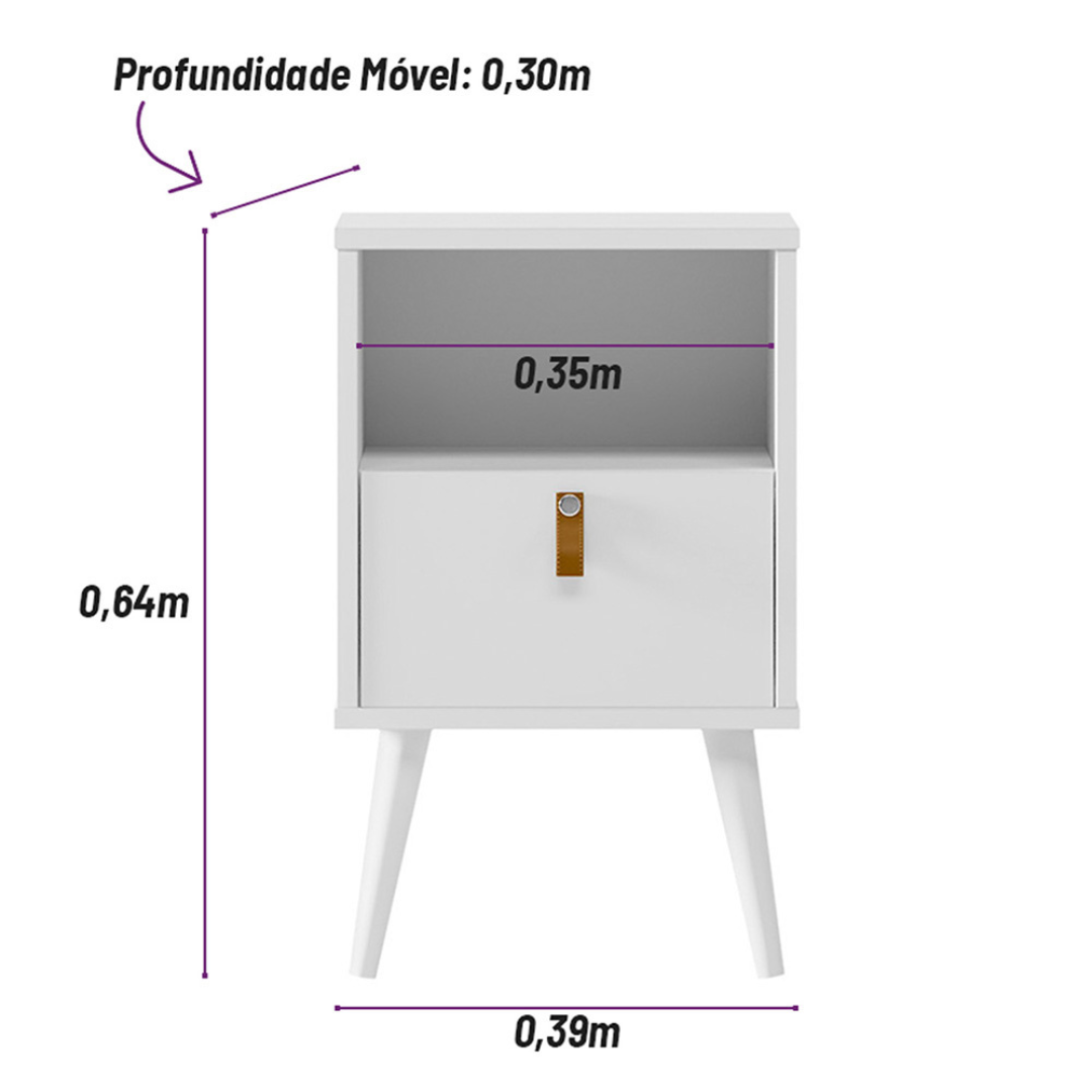 Mesa de Cabeceira Búzios Línea 1 Gaveta Off White