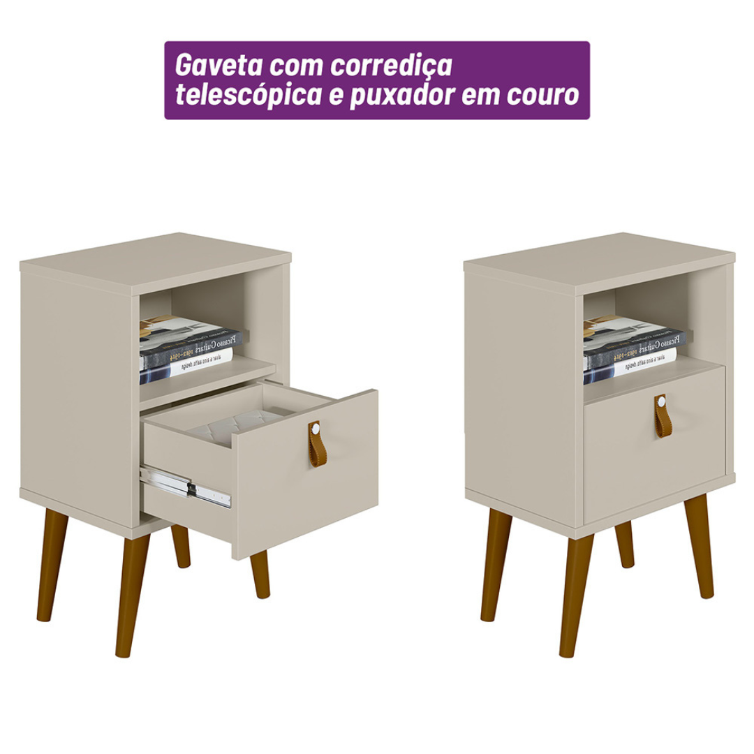 Mesa de Cabeceira Búzios Línea 1 Gaveta Off White