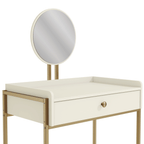 Penteadeira LI064 Kappesberg 1 Gaveta com Espelho Off White e Dourado