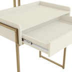 Penteadeira LI064 Kappesberg 1 Gaveta com Espelho Off White e Dourado