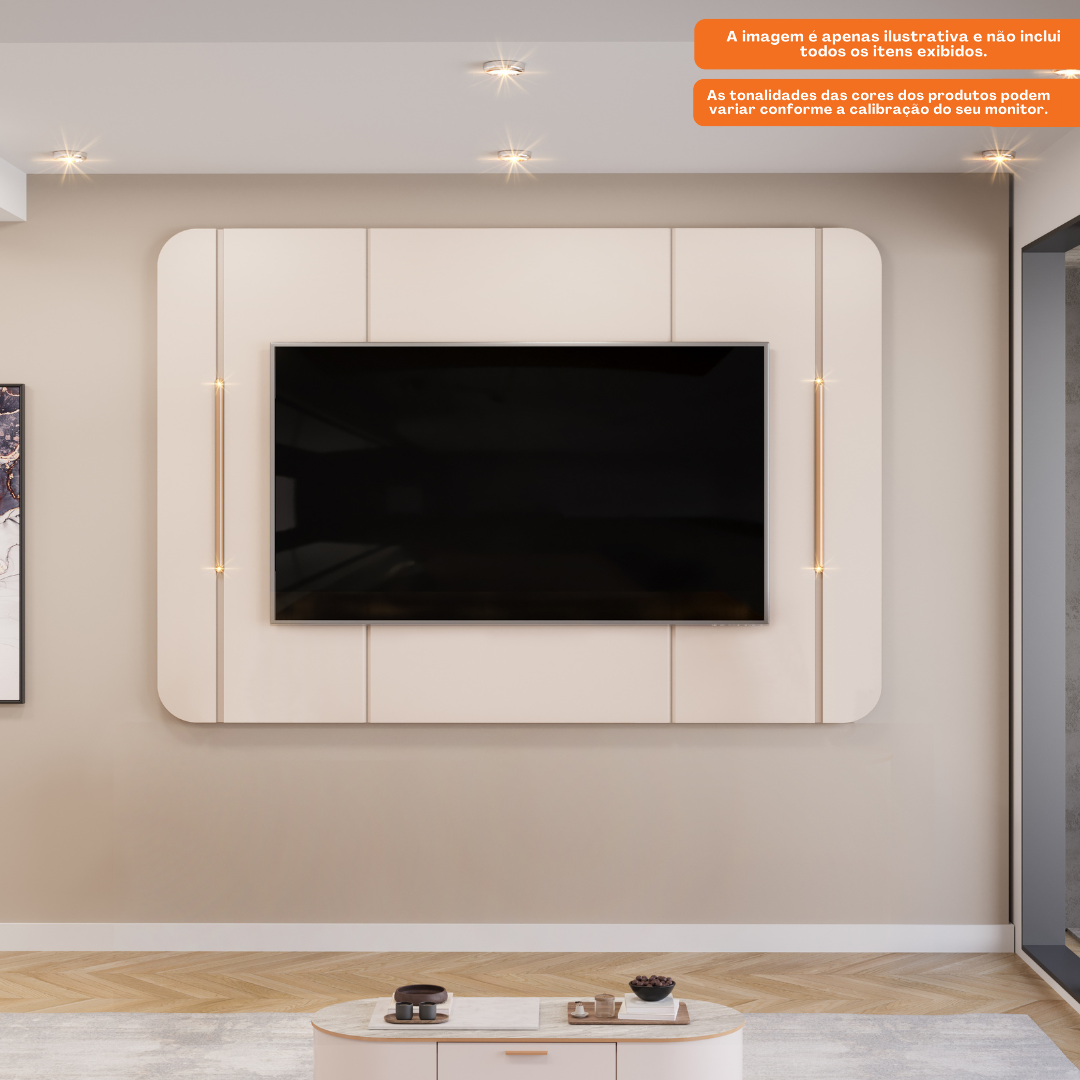 Painel Suspenso Adele 180cm DJ Móveis 100% MDF com Led Off White