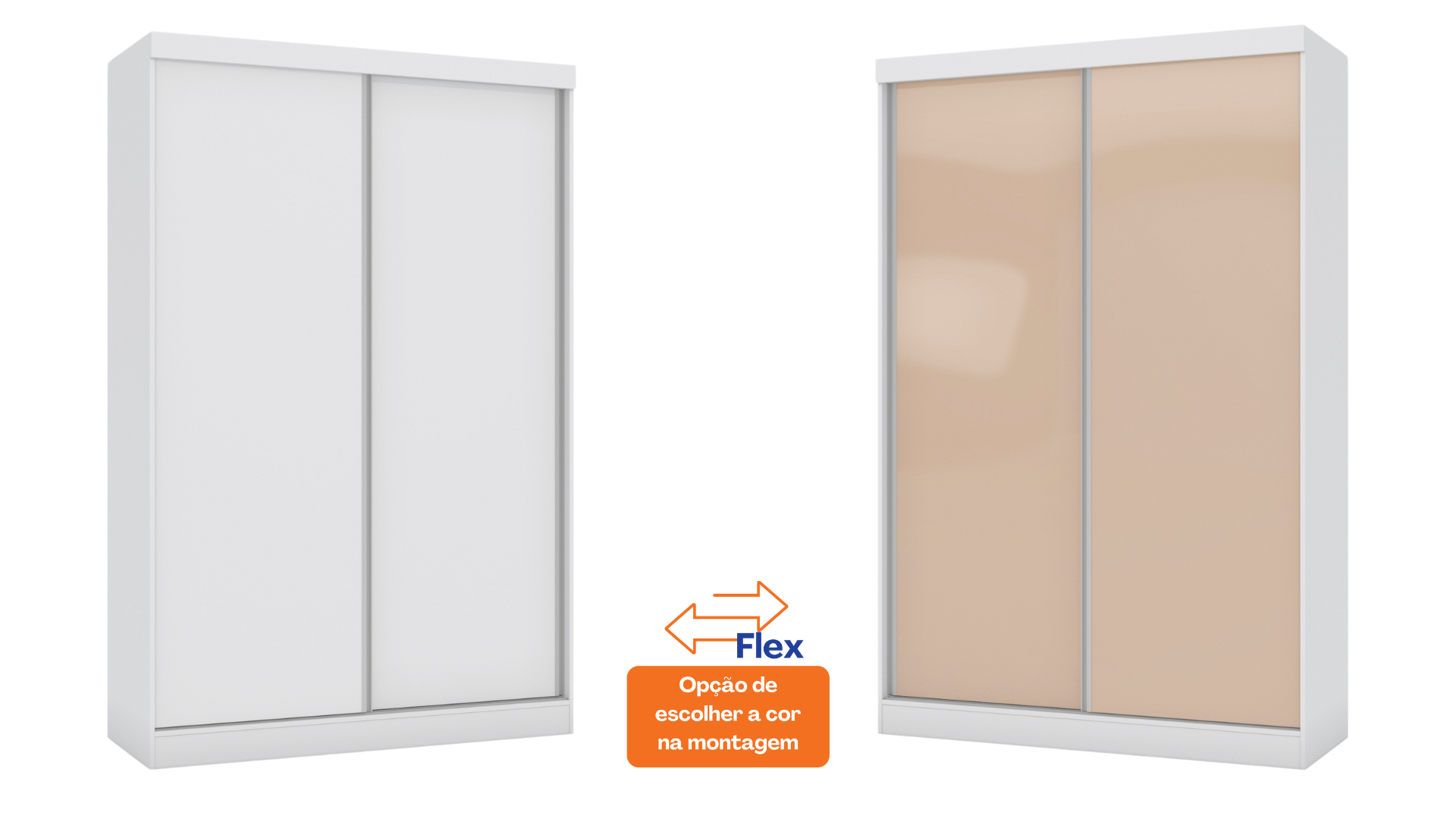 Roupeiro N571 Kappesberg 143cm 2 Portas Flex Branco e Macadâmia