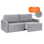 Sofá MH4253 200cm Herval 2 assentos Retráteis Linho Cinza