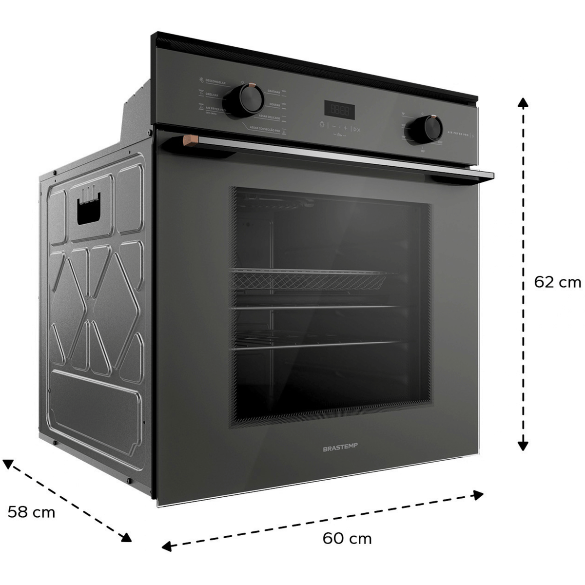 Kit Brastemp de Embutir Forno Elétrico 84L+Micro-ondas 32L Cinza e Preto 220V