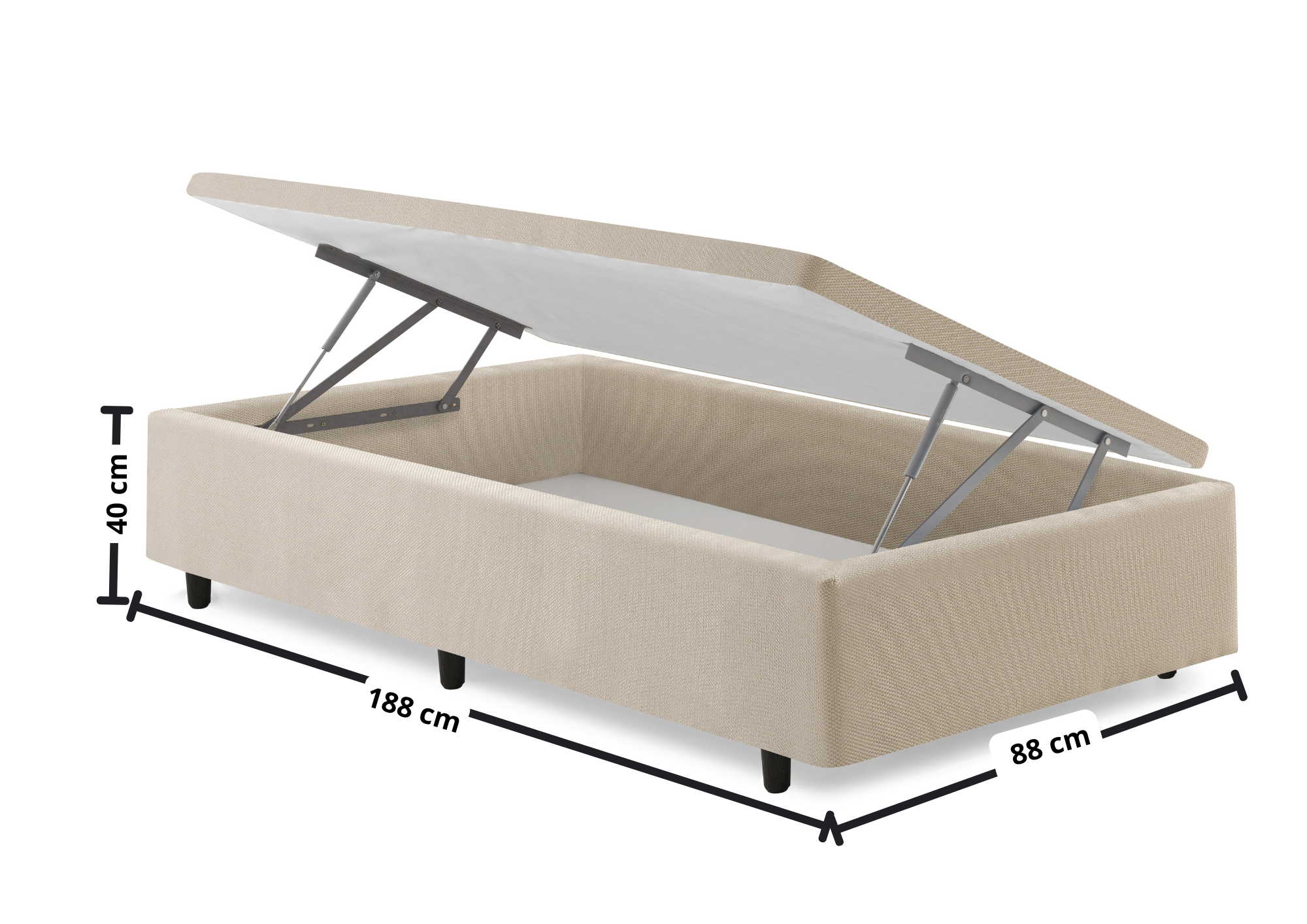 Base Baú Lateral Para Colchão Solteiro Ecoflex 88x188x40cm Champanhe