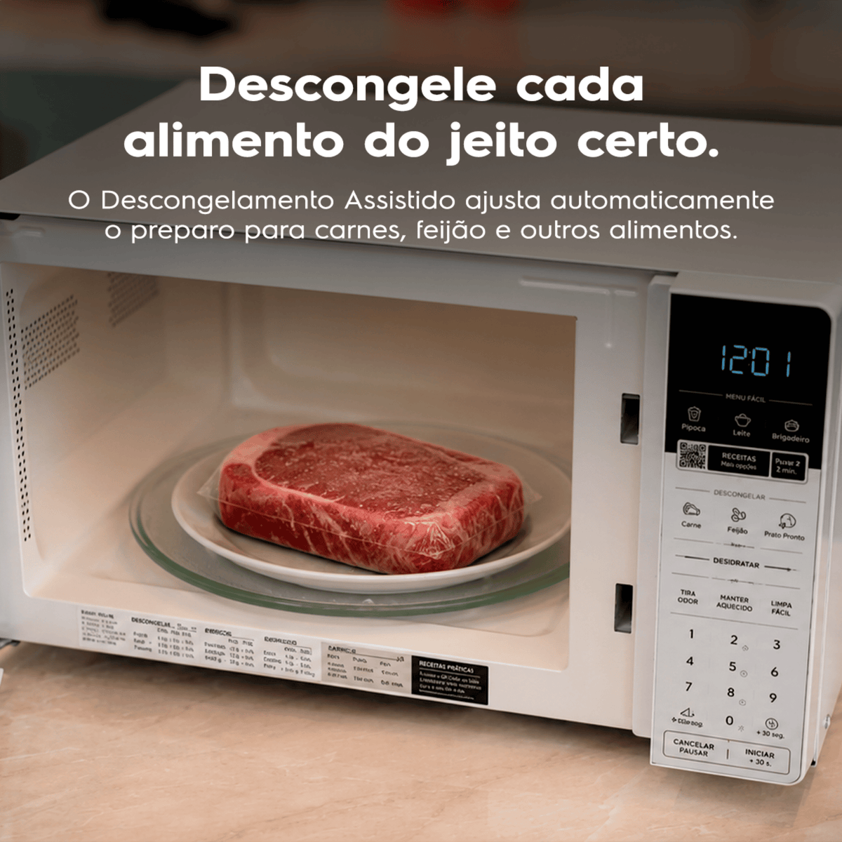 Micro-ondas Electrolux 20L Efficient ME20B Função Descongelamento Assistido Branco 220V