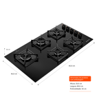 Cooktop à Gás Brastemp 5 Bocas BDS85AE Grades em Ferro Fundido Vidro Preto Bivolt