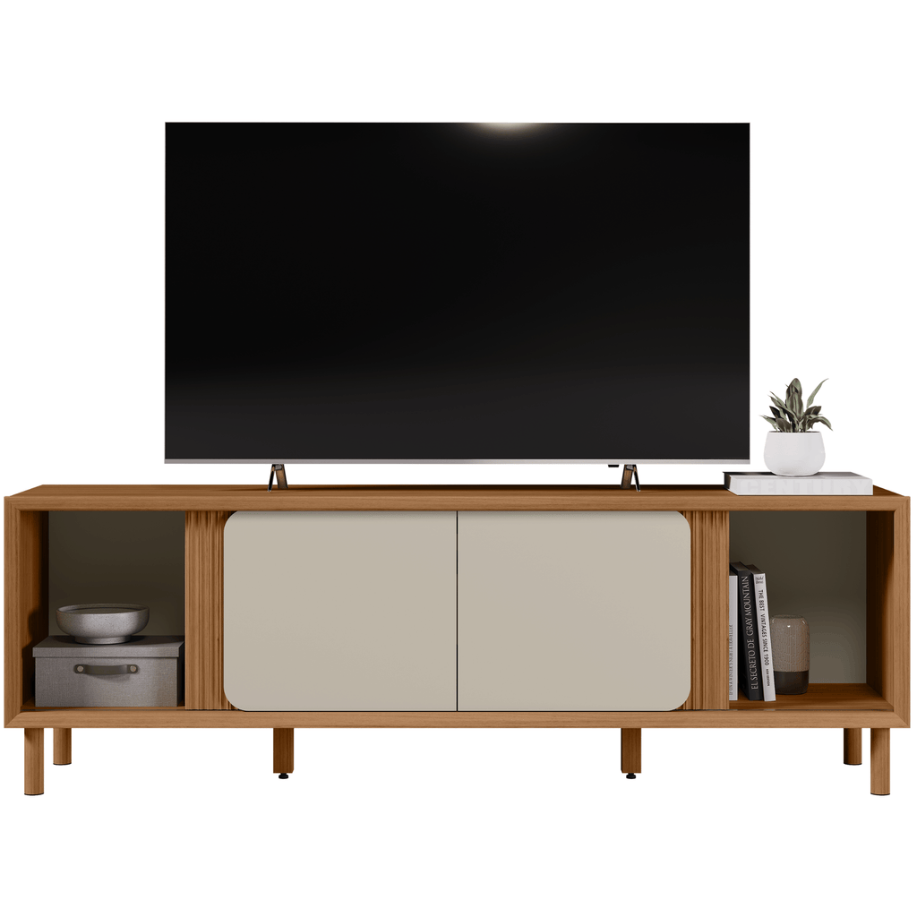 Rack Belém Linea 182cm 2 Portas Canela e Off White