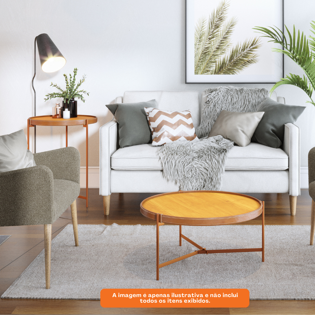Mesa de Centro Aqua Imcal 57cm Nature e Cobre