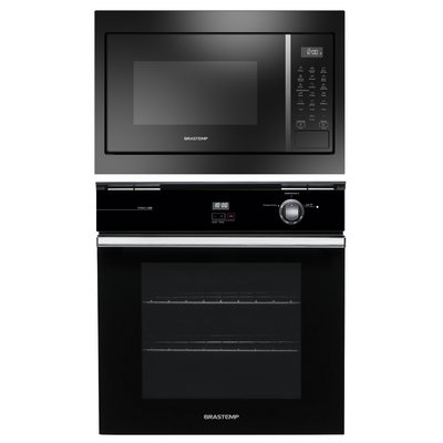 Kit Brastemp de Embutir Forno à Gás 84L BOA84AE + Micro-ondas 32L BM146AE Preto 220V