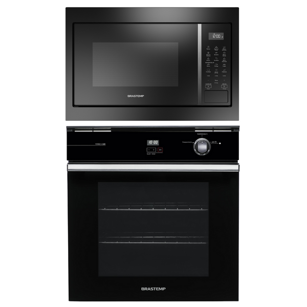 Kit Brastemp de Embutir Forno à Gás 84L BOA84AE + Micro-ondas 32L BM146AE Preto 220V