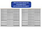 Roupeiro Logan Mambel 240cm 100% MDF 6 Portas Branco e Olmo