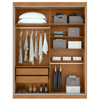 Roupeiro Quadrix Lopas 154cm 2 Portas Correr 100% MDF Flex Amêndoa e Off White