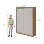 Roupeiro Quadrix Lopas 154cm 2 Portas Correr 100% MDF Flex Amêndoa e Off White
