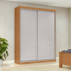 Roupeiro Quadrix Lopas 154cm 2 Portas Correr 100% MDF Flex Amêndoa e Off White