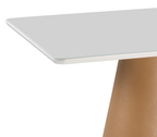 Mesa Retangular Maisa Artsoli 200x100cm Tampo de Vidro Off White com Corino Caramelo