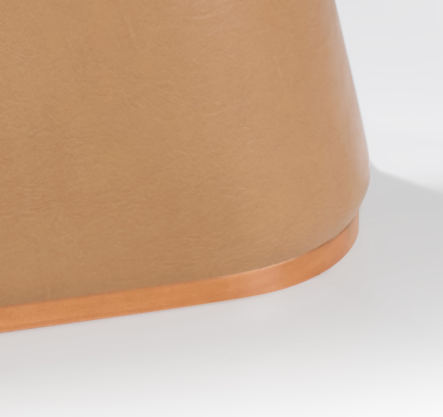 Mesa Retangular Maisa Artsoli 200x100cm Tampo de Vidro Off White com Corino Caramelo