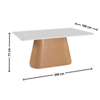 Mesa Retangular Maisa Artsoli 200x100cm Tampo de Vidro Off White com Corino Caramelo