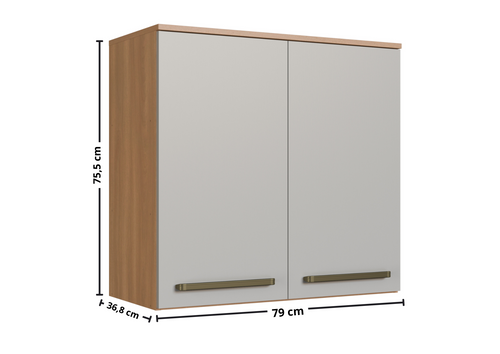 Armário Aéreo de Cozinha Isabelle Delmarco 80cm 2 Portas Freijó e Arenas
