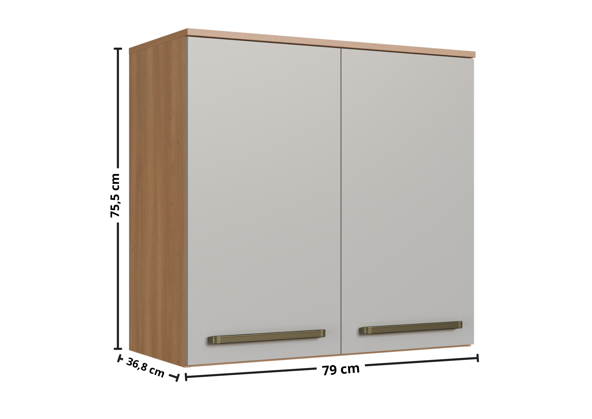 Armário Aéreo de Cozinha Isabelle Delmarco 80cm 2 Portas Freijó e Arenas