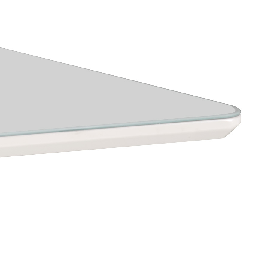 Mesa Retangular Maisa Artsoli 200x100cm Tampo de Vidro Off White com Corino Caramelo