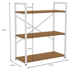 Estante Kappesberg 3 Prateleiras LI007 Canela e Branco