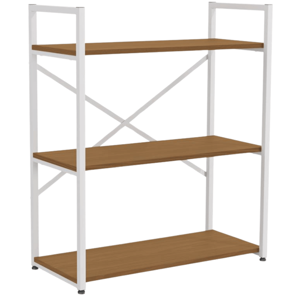 Estante Kappesberg 3 Prateleiras LI007 Canela e Branco