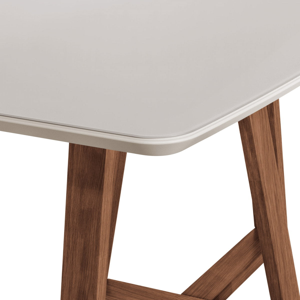 Mesa Retangular Bennett Província 160x90cm Natural Tampo com Vidro Off White