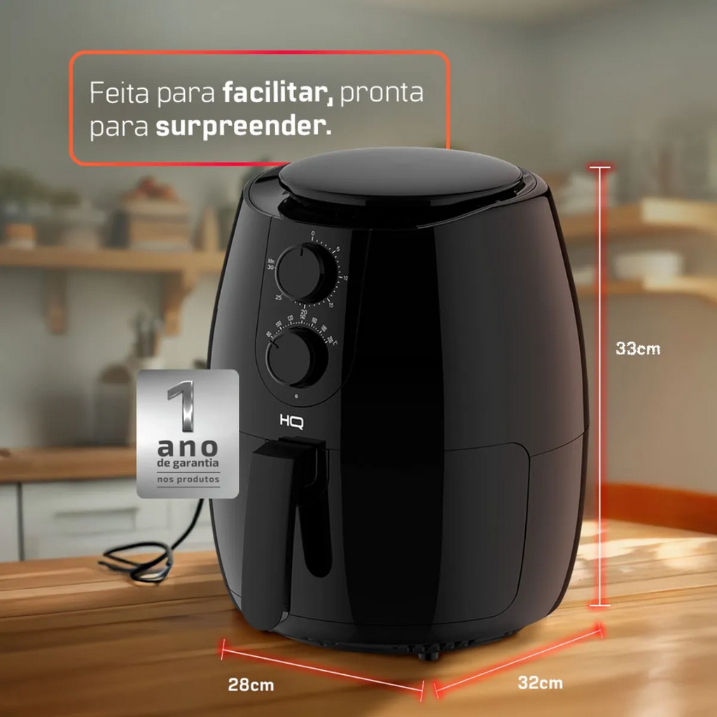 Fritadeira Elétrica Sem Óleo Air Fryer 5L HQ AF5LMP Preto 220V