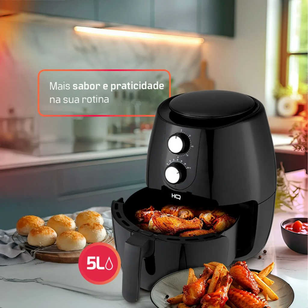 Fritadeira Elétrica Sem Óleo Air Fryer 5L HQ AF5LMP Preto 220V
