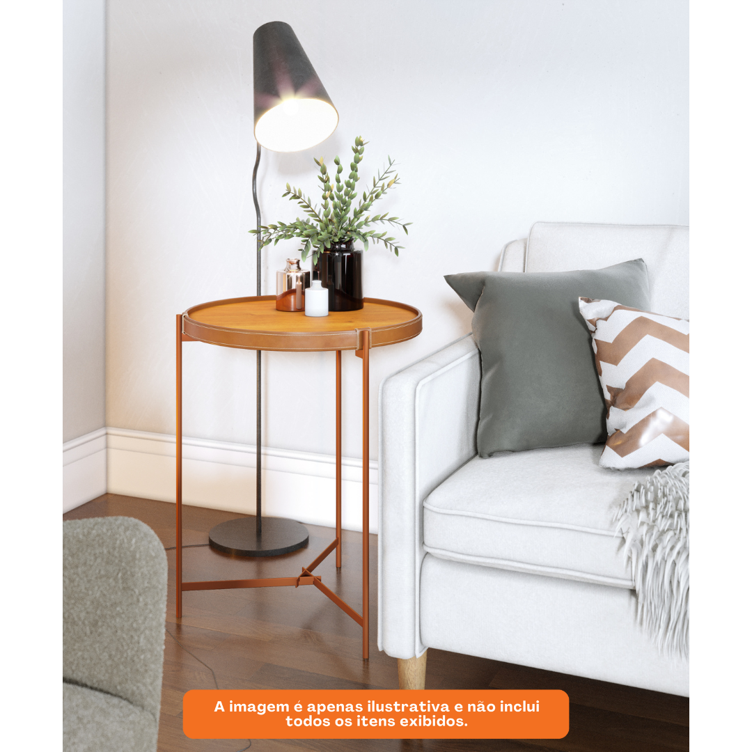 Mesa Lateral Redonda Aqua Imcal Nature e Cobre