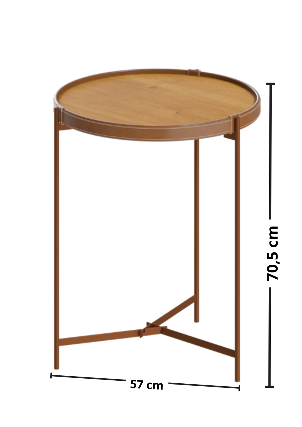 Mesa Lateral Redonda Aqua Imcal Nature e Cobre