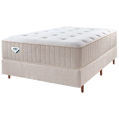 Conjunto Cama Box Geo Casal Ecoflex 138x188x70cm Molas PZ3 Bege