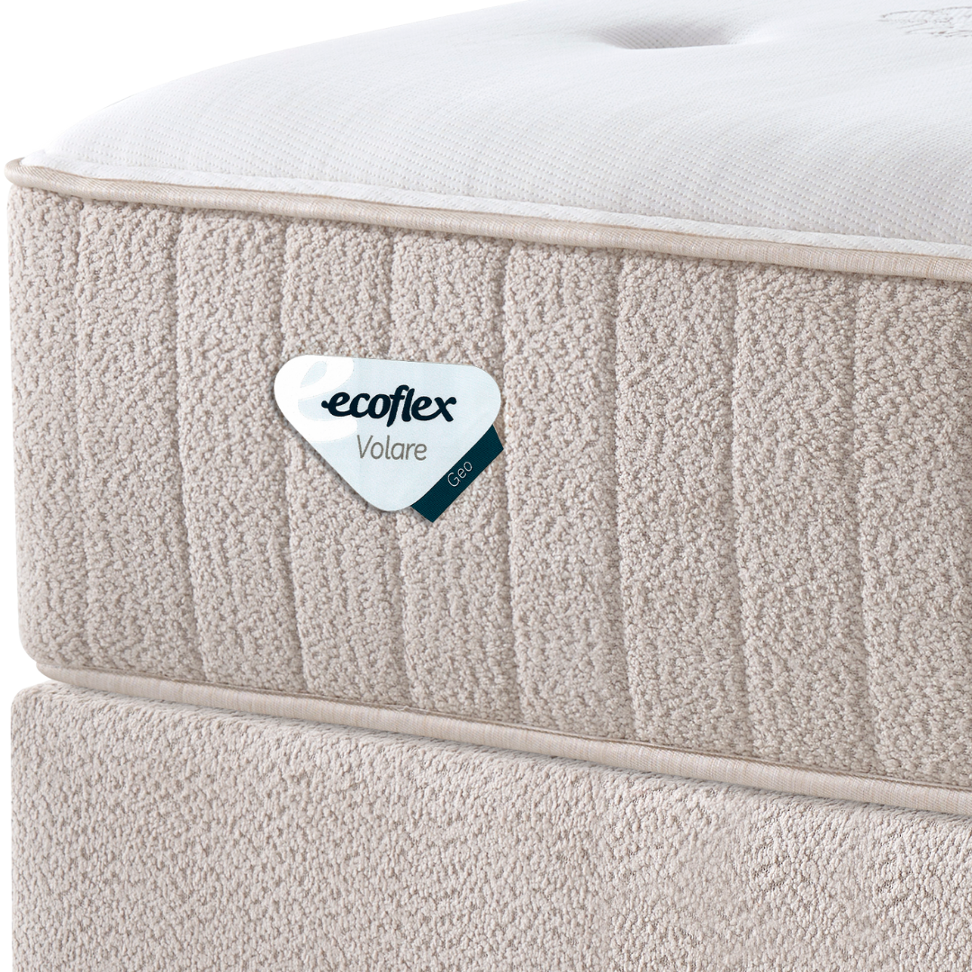 Conjunto Cama Box Geo Casal Ecoflex 138x188x70cm Molas PZ3 Bege