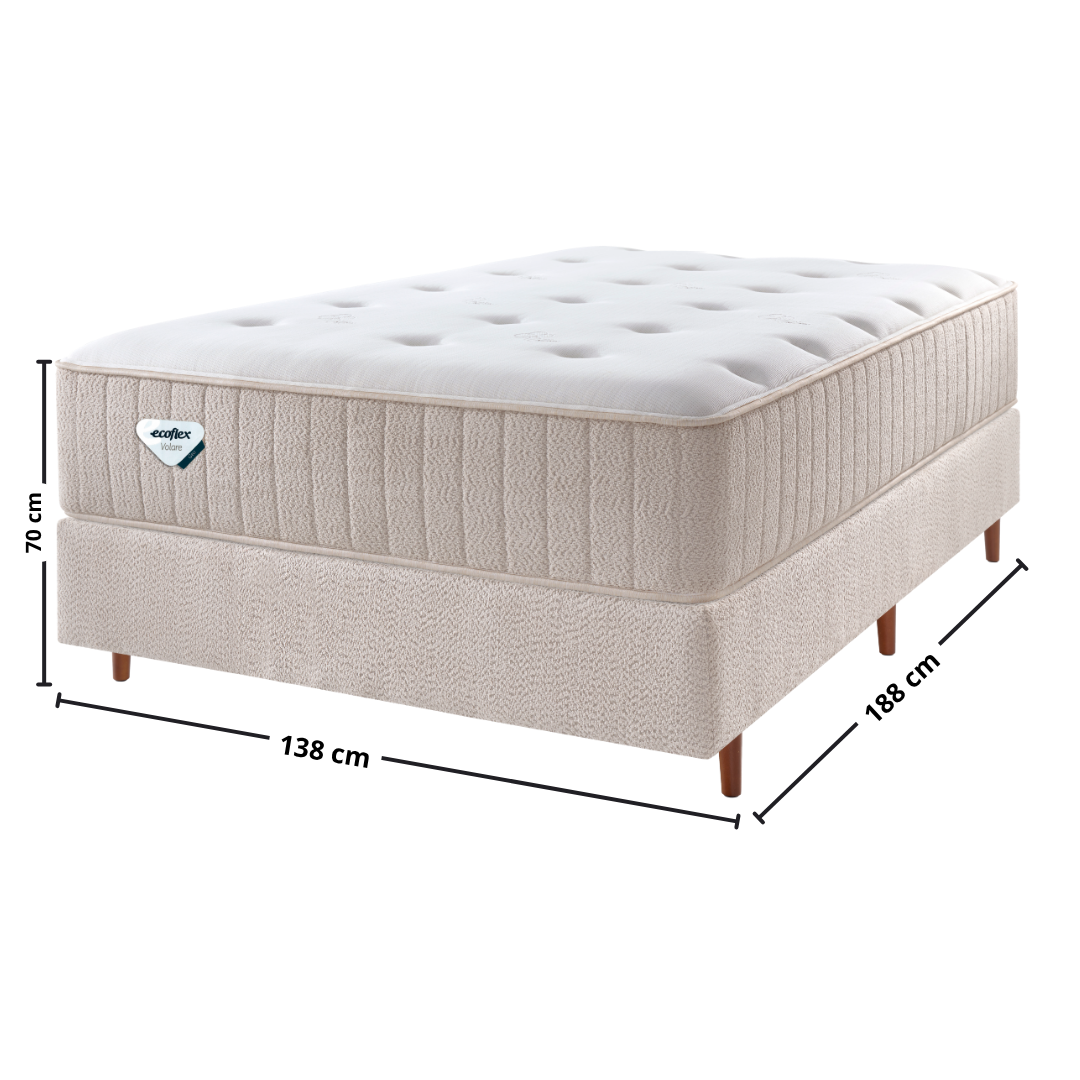 Conjunto Cama Box Geo Casal Ecoflex 138x188x70cm Molas PZ3 Bege