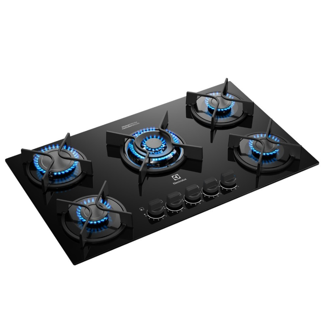 Cooktop a Gás Electrolux 5 Bocas KE5GC Experience Multi Chama Preto Bivolt