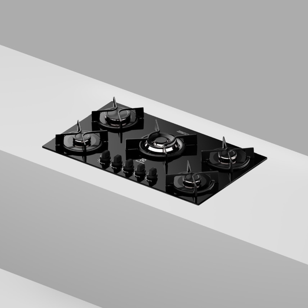 Cooktop a Gás Electrolux 5 Bocas KE5GC Experience Multi Chama Preto Bivolt