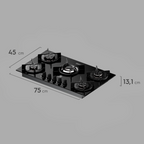 Cooktop a Gás Electrolux 5 Bocas KE5GC Experience Multi Chama Preto Bivolt