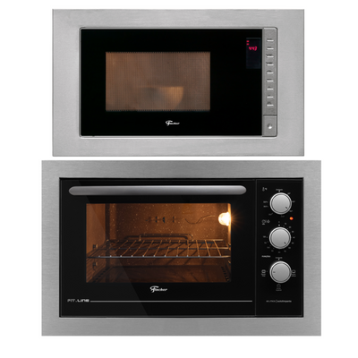 Kit Fischer de Embutir Forno Elétrico 48L Fit Line + Micro-ondas 25L Fit Line Inox 220V