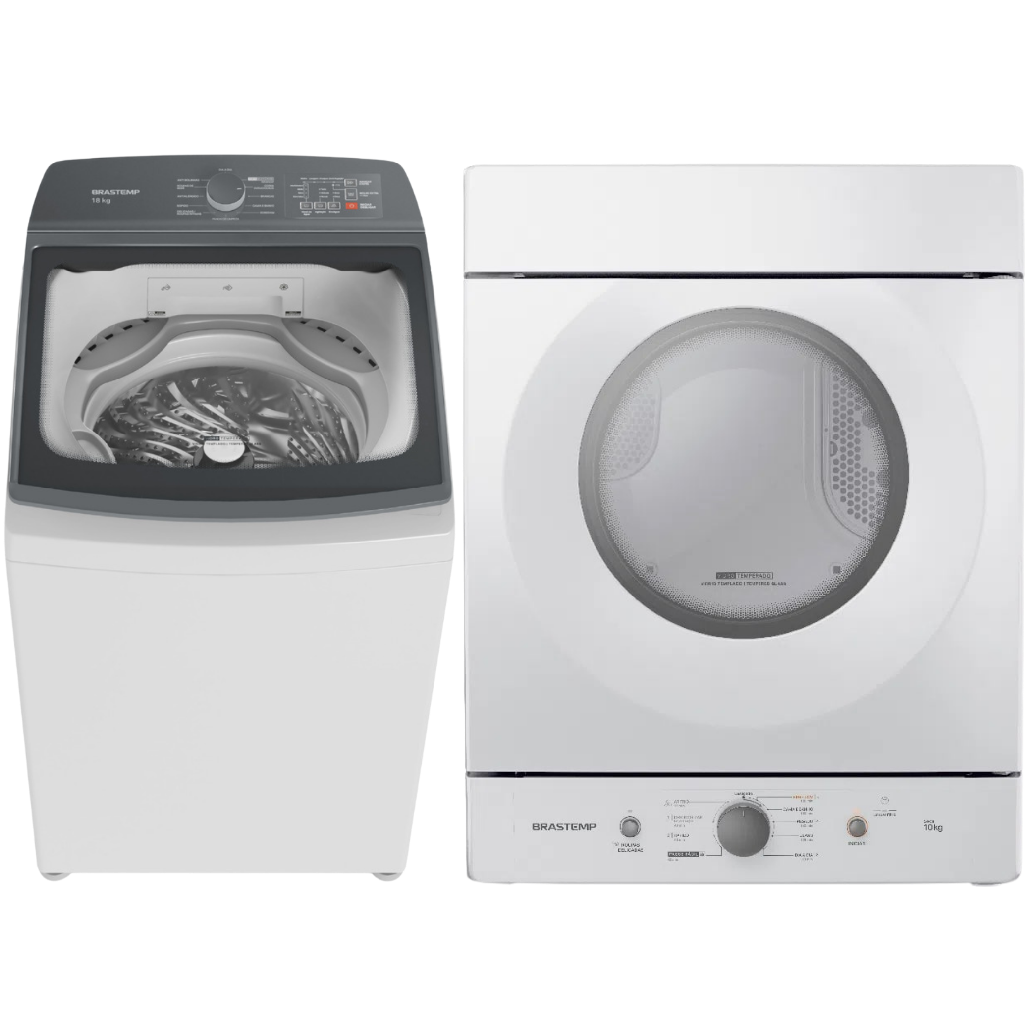Conjunto Brastemp Lavadora de Roupas 18kg Advanced BWF18AB + Secadora de Parede 10kg BSI10BB 220V