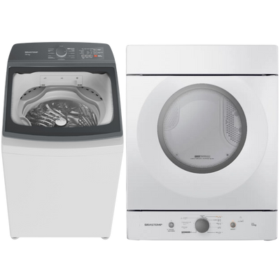 Conjunto Brastemp Lavadora de Roupas 18kg Advanced BWF18AB + Secadora de Parede 10kg BSI10BB 220V