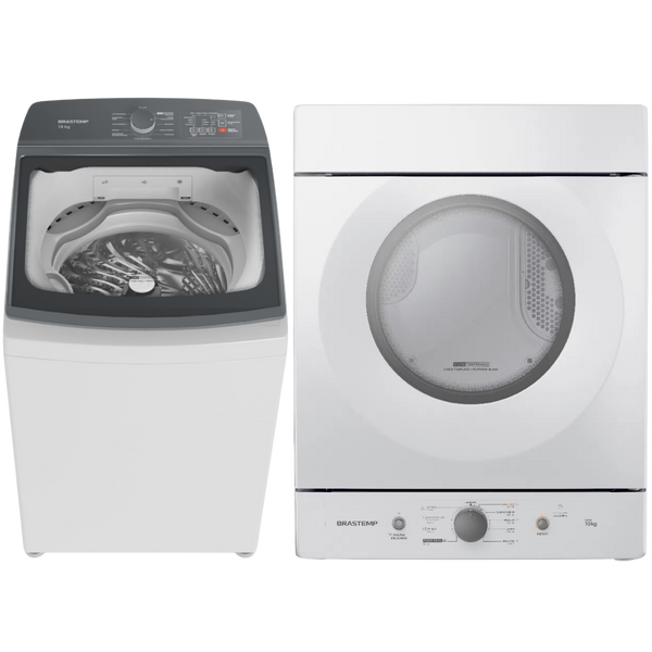 Conjunto Brastemp Lavadora de Roupas 18kg Advanced BWF18AB + Secadora de Parede 10kg BSI10BB 220V