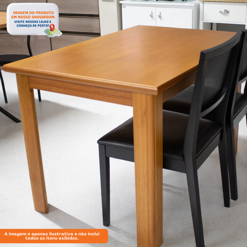 Mesa Retangular Requinte Matte 120x80cm Tampo Madeira Mel