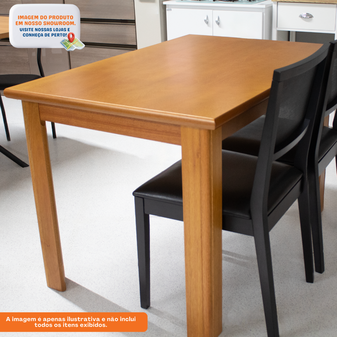 Mesa Retangular Requinte Matte 120x80cm Tampo Madeira Mel